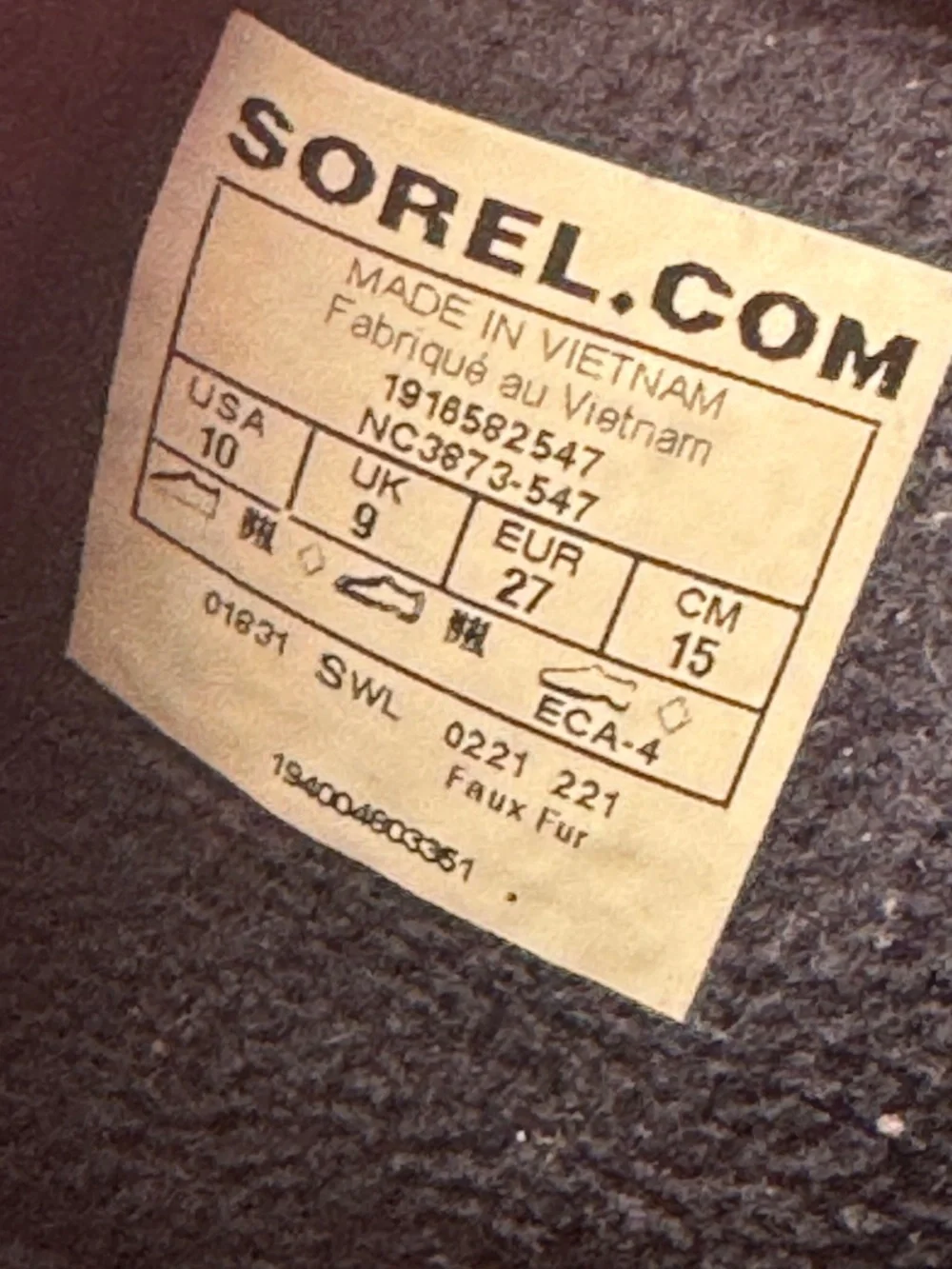 Sorel only worn